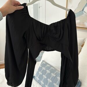 Satin tie back long sleeve shirt